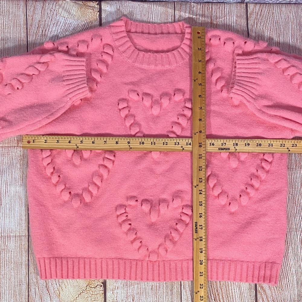 Cider Women’s Heart Texture Knit Sweater Size M Pink Cozy Great Condition - Picture 6 of 10